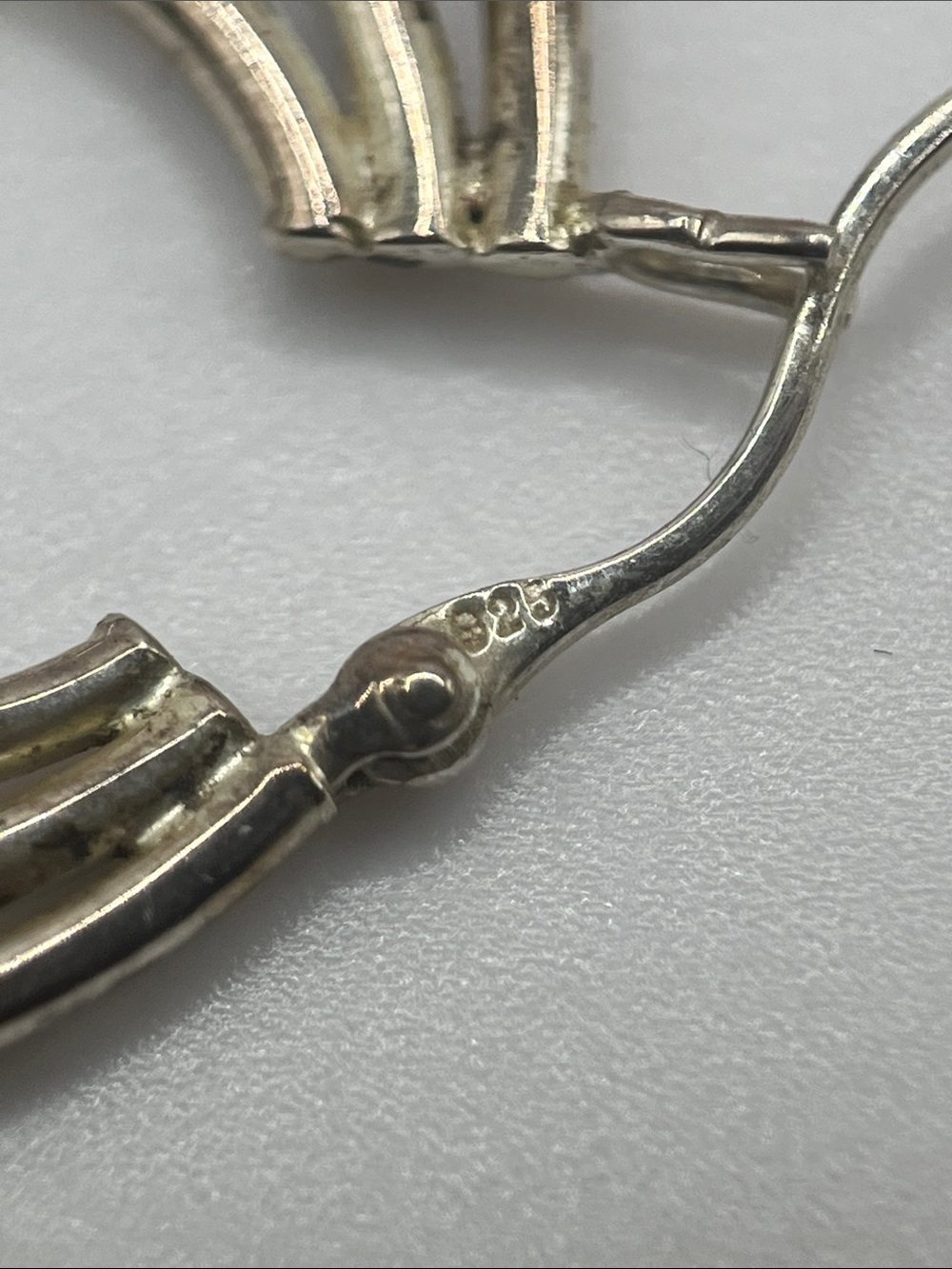 Vtg 925 Sterling Silver Three Layer Circle Hoop Earrings 4grams - Picture 5 of 8